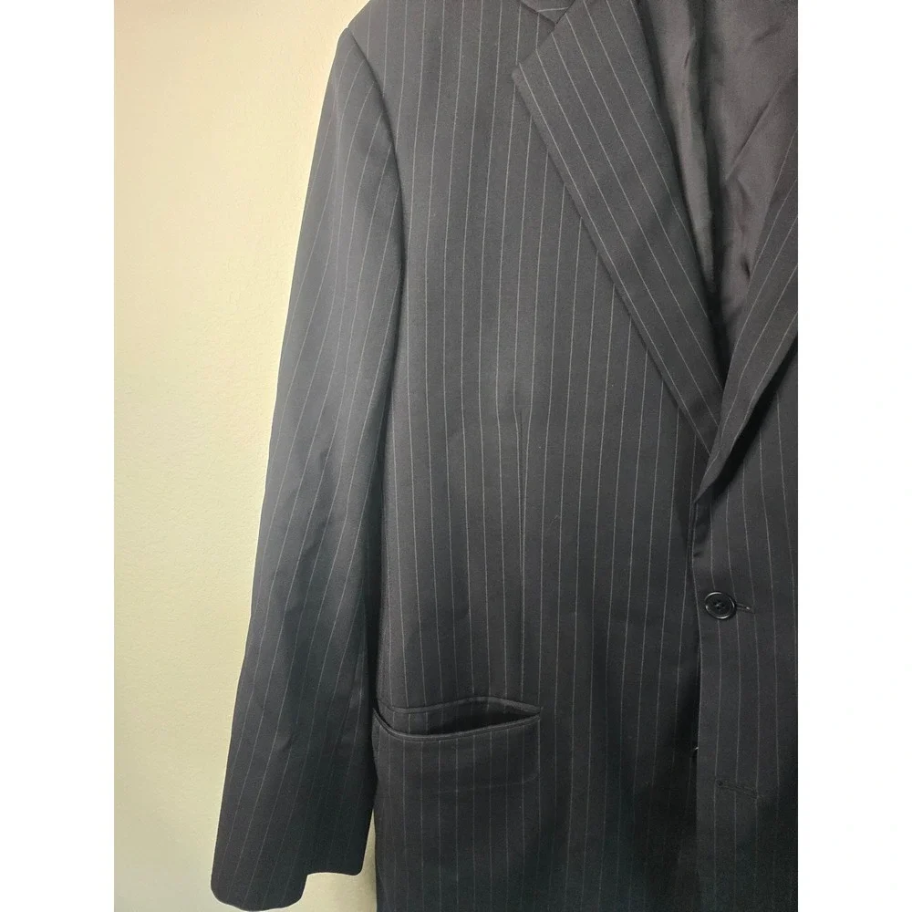 Brooks Brothers Mens 46L Navy Pinstripe 100% Wool 2-Button Blazer Sport Coat EUC